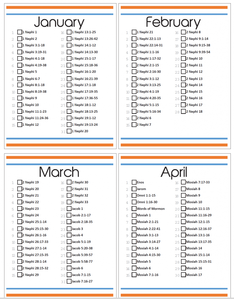 Free Old Testament Daily Reading Chart For Come Follow Me 2022