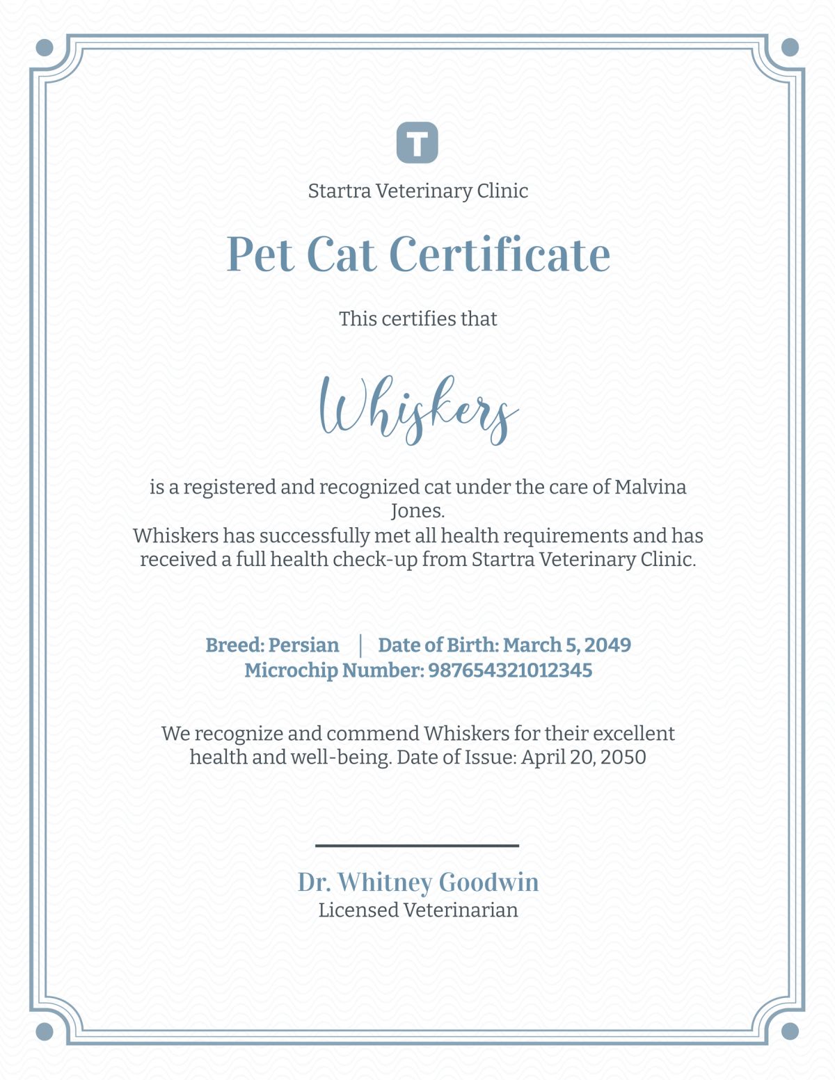 Free Pet Cat Certificate Template To Edit Online