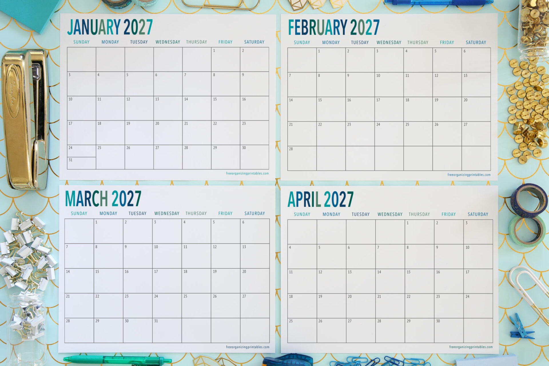 Free Printable Calendar 2027
