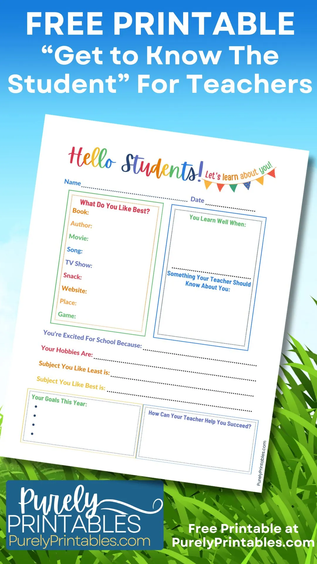 Free Printable Get To Know You Worksheets For Teachers