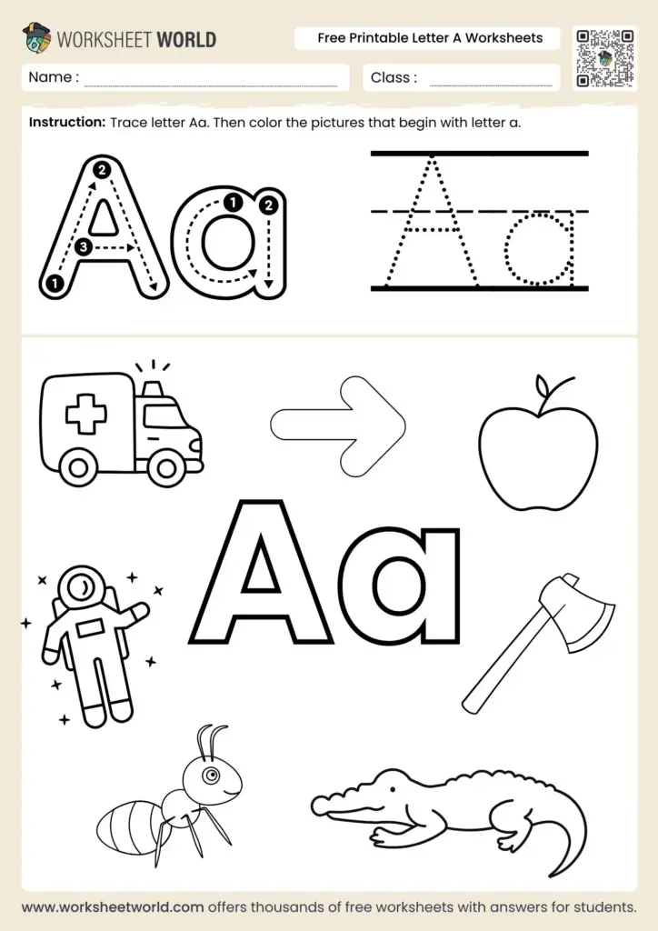 Free Printable Letter A Worksheets
