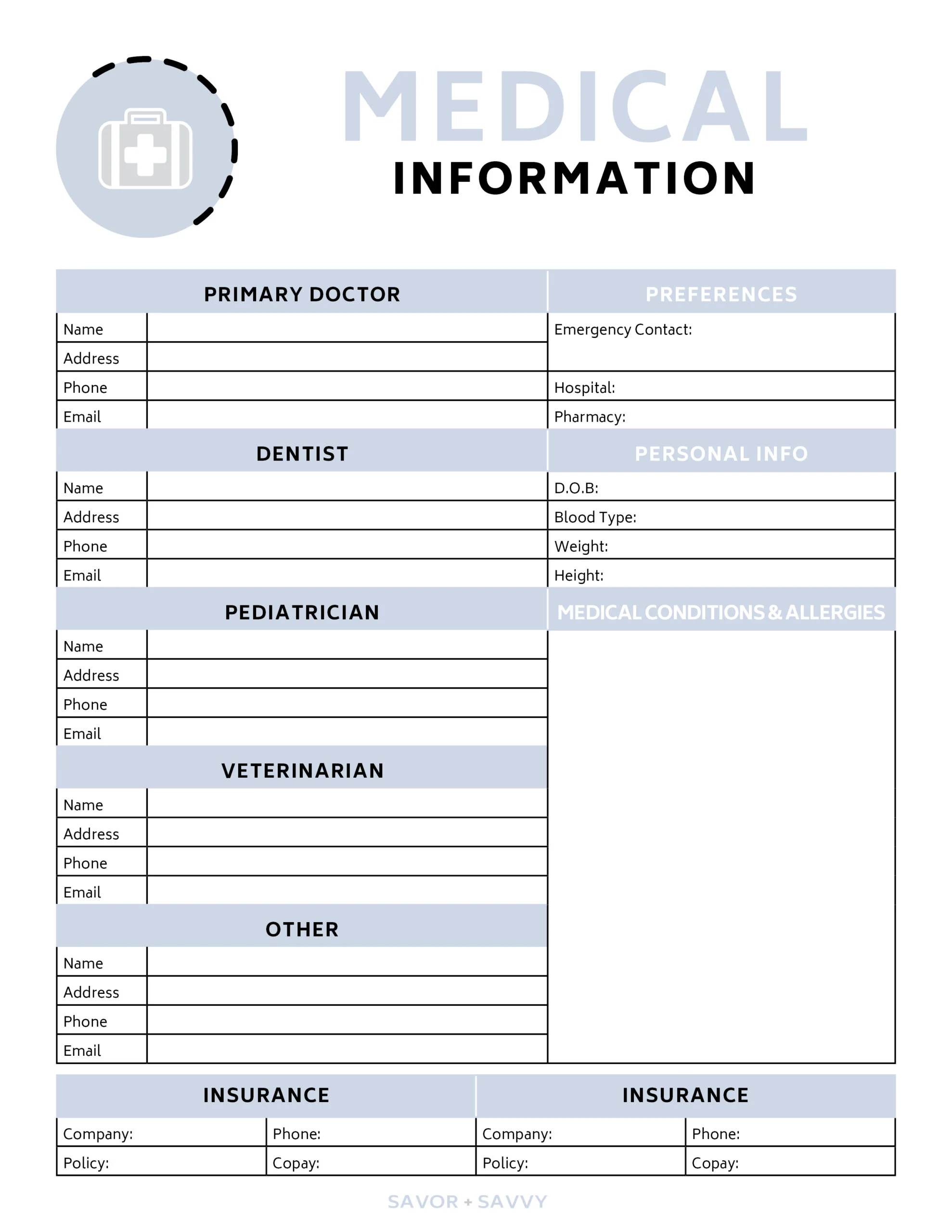 Free Printable Medical Binder With Worksheets
