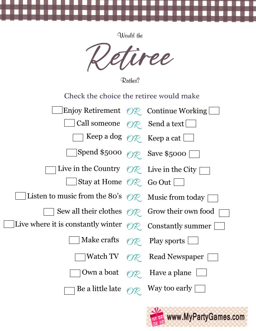 Free Printable Would The Retiree Rather Retirement Game 355291858117618370 Free Printable Would The Retiree Rather Retirement Game 355291858117618370