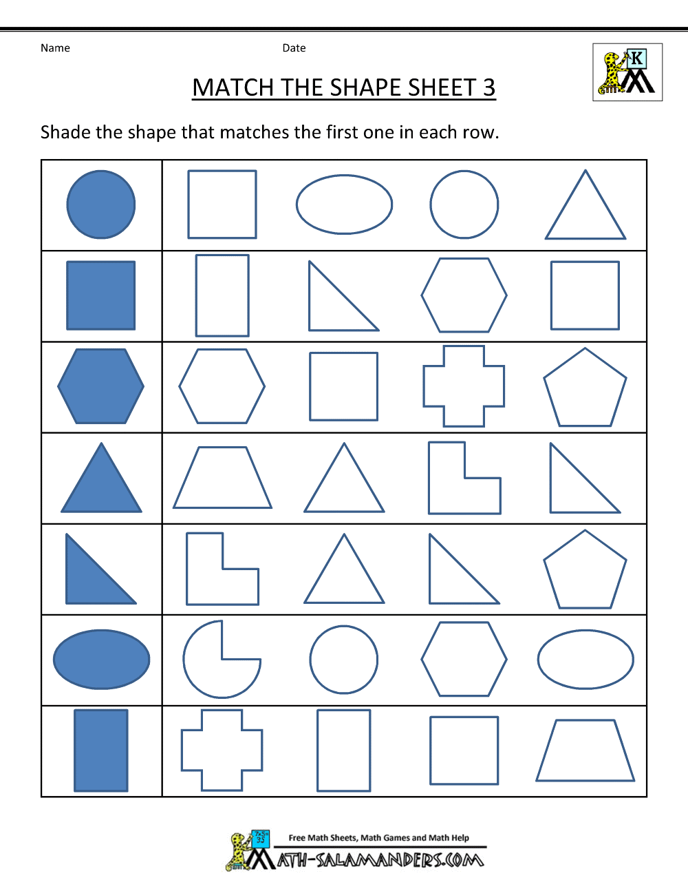 Free Shape Worksheets