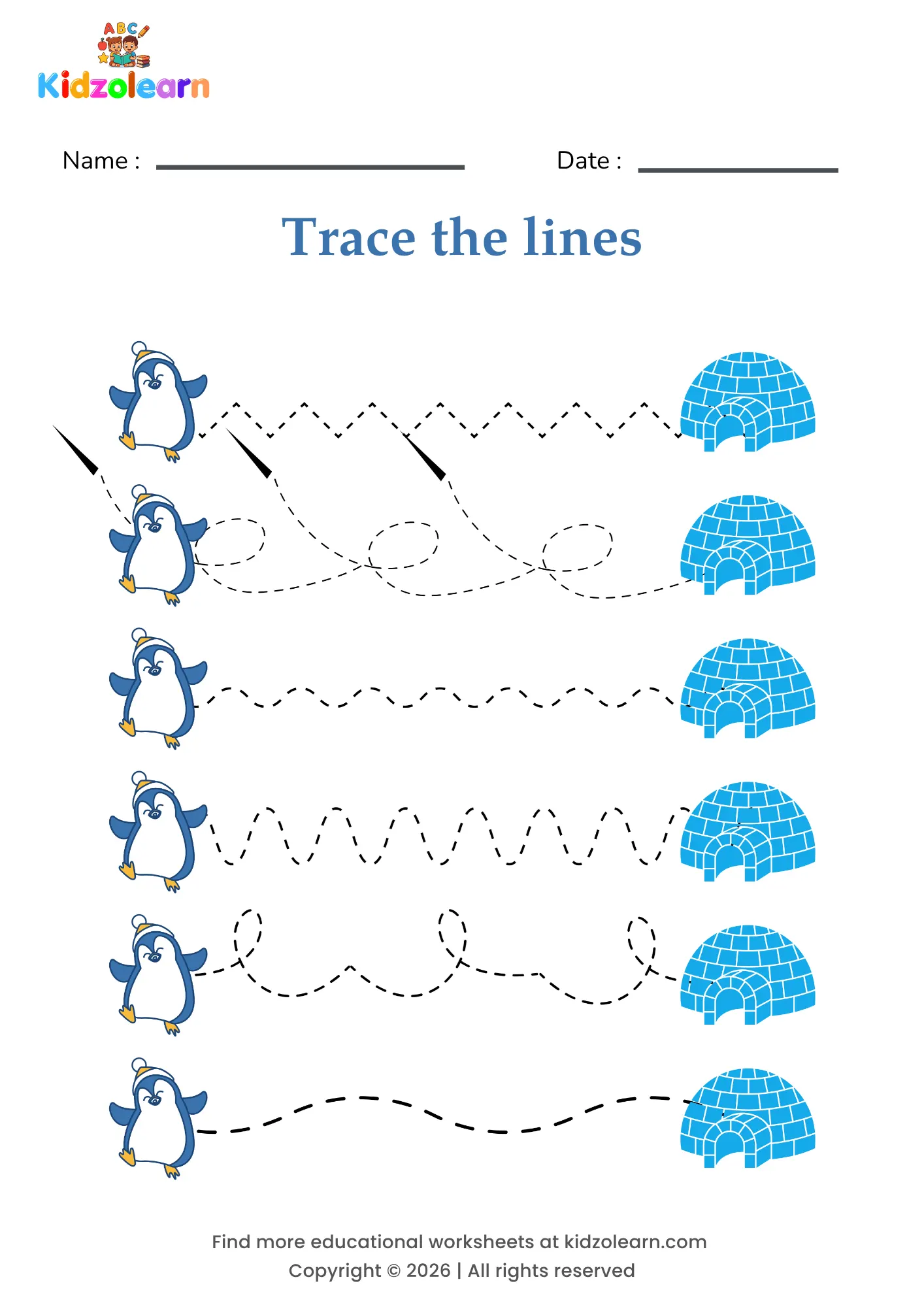 Free Tracing Lines Worksheets For Preschool