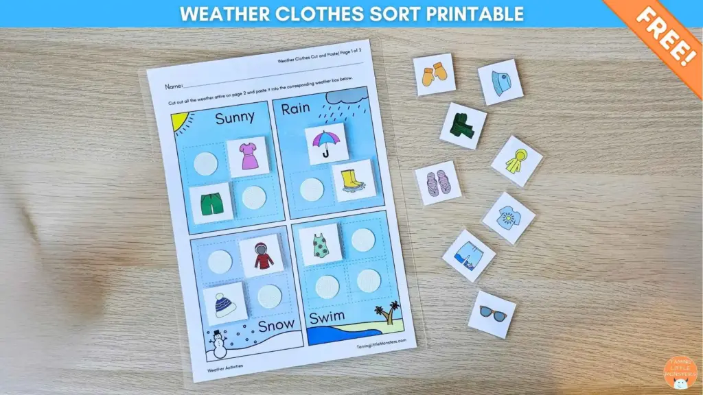 Free Weather Clothes Sorting Printable