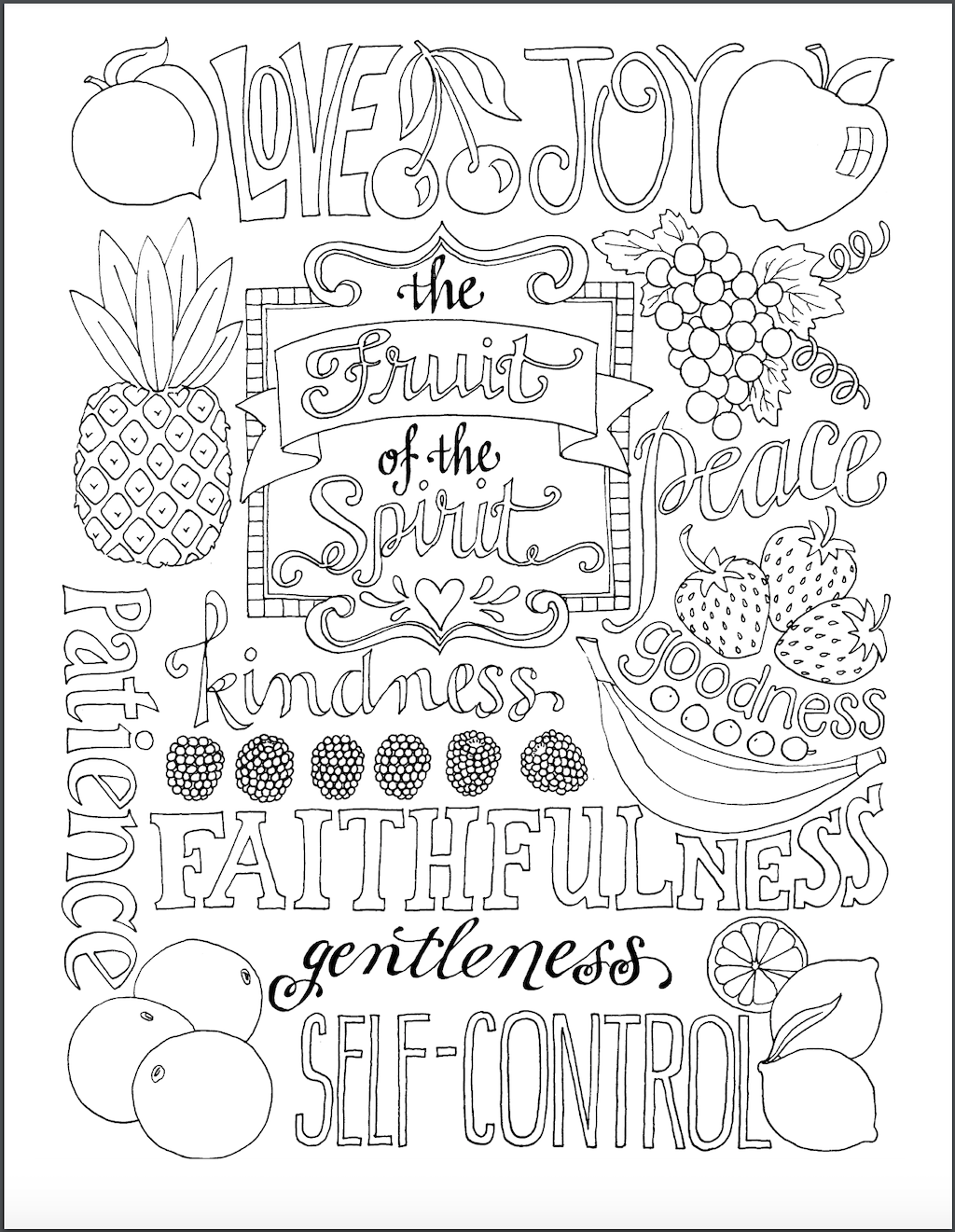 Fruit Of The Spirit Coloring Page Fruit Of The Spirit Coloring Page