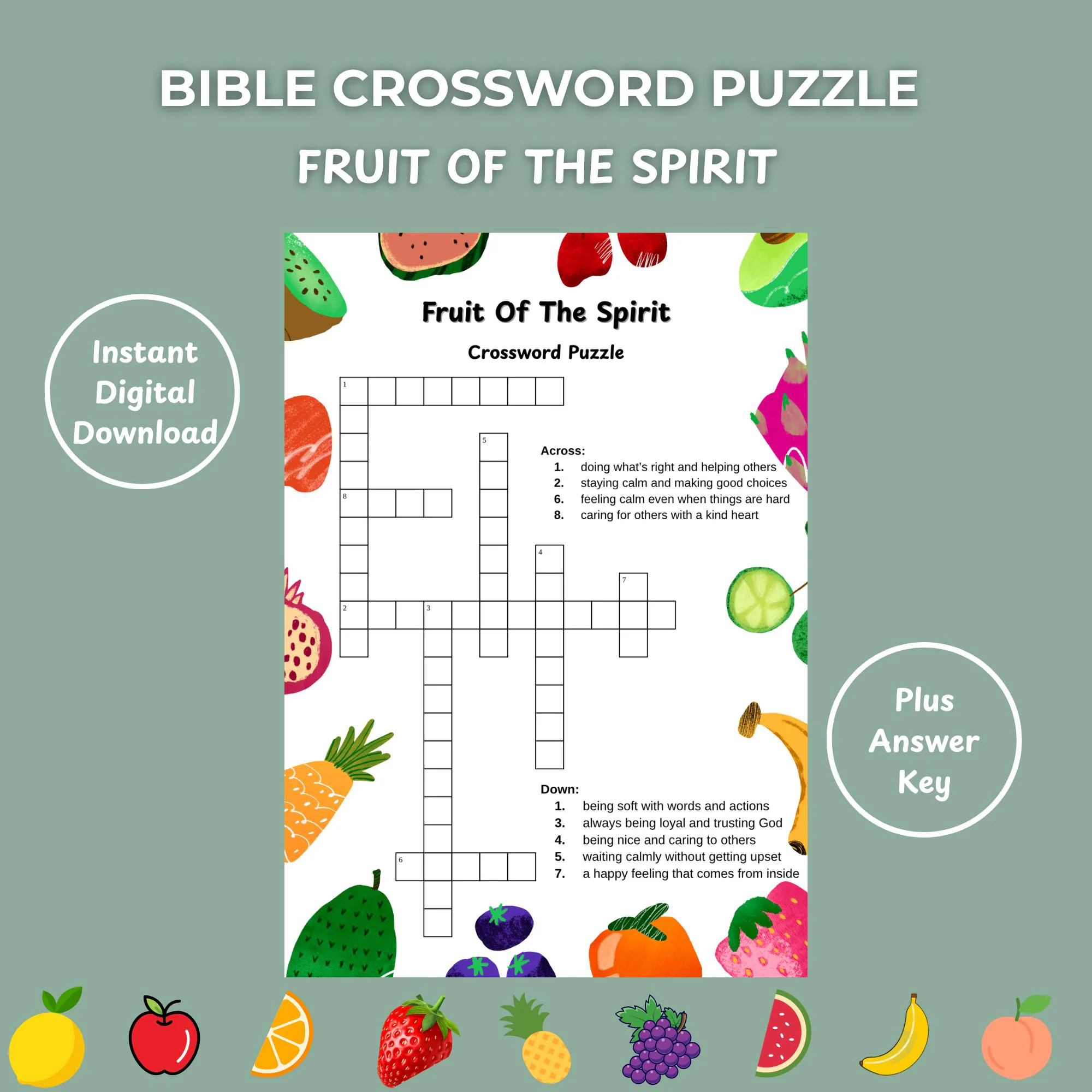 Fruit Of The Spirit Crossword Puzzle