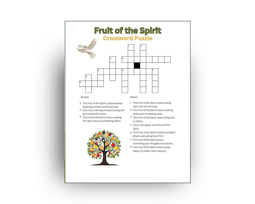 Fruit Of The Spirit Crossword Puzzle