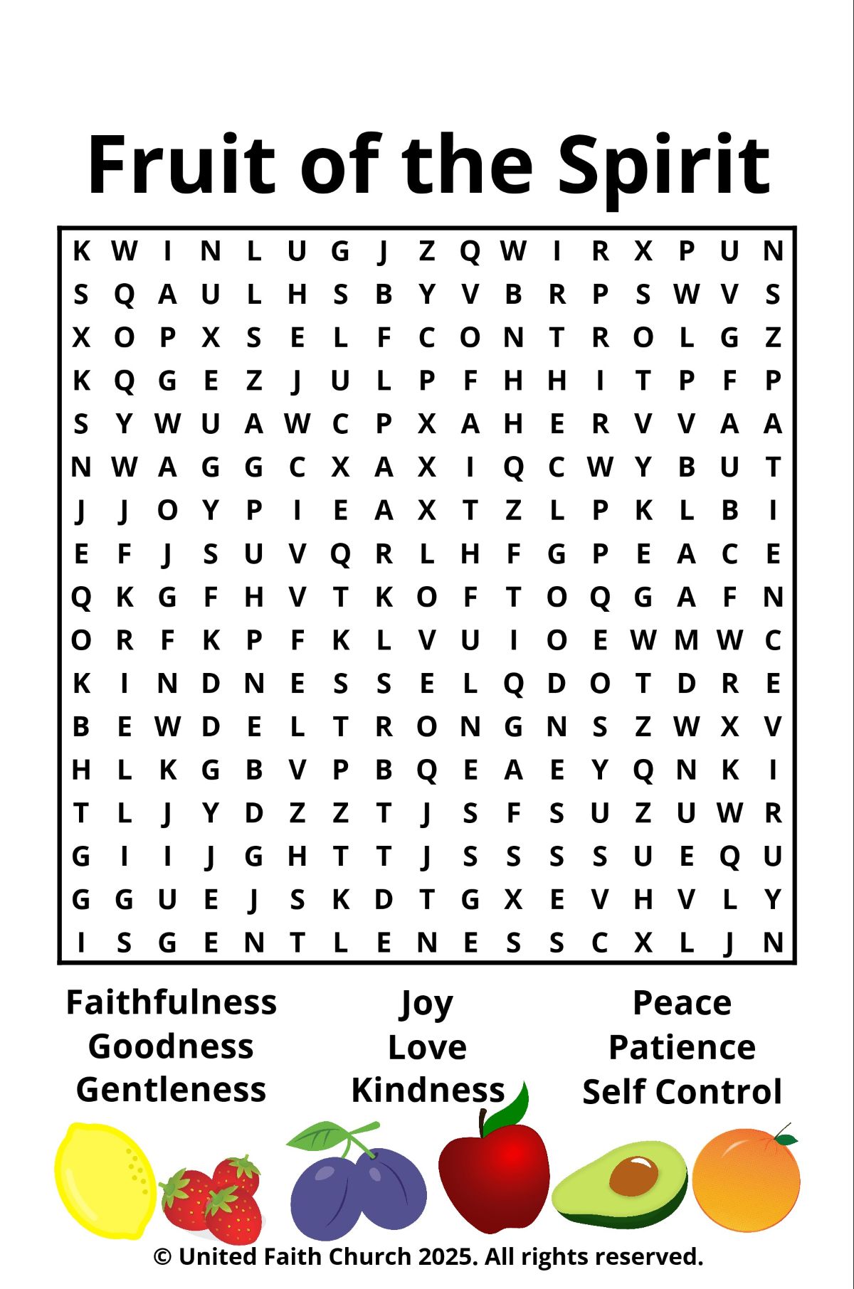 Fruit Of The Spirit Word Search