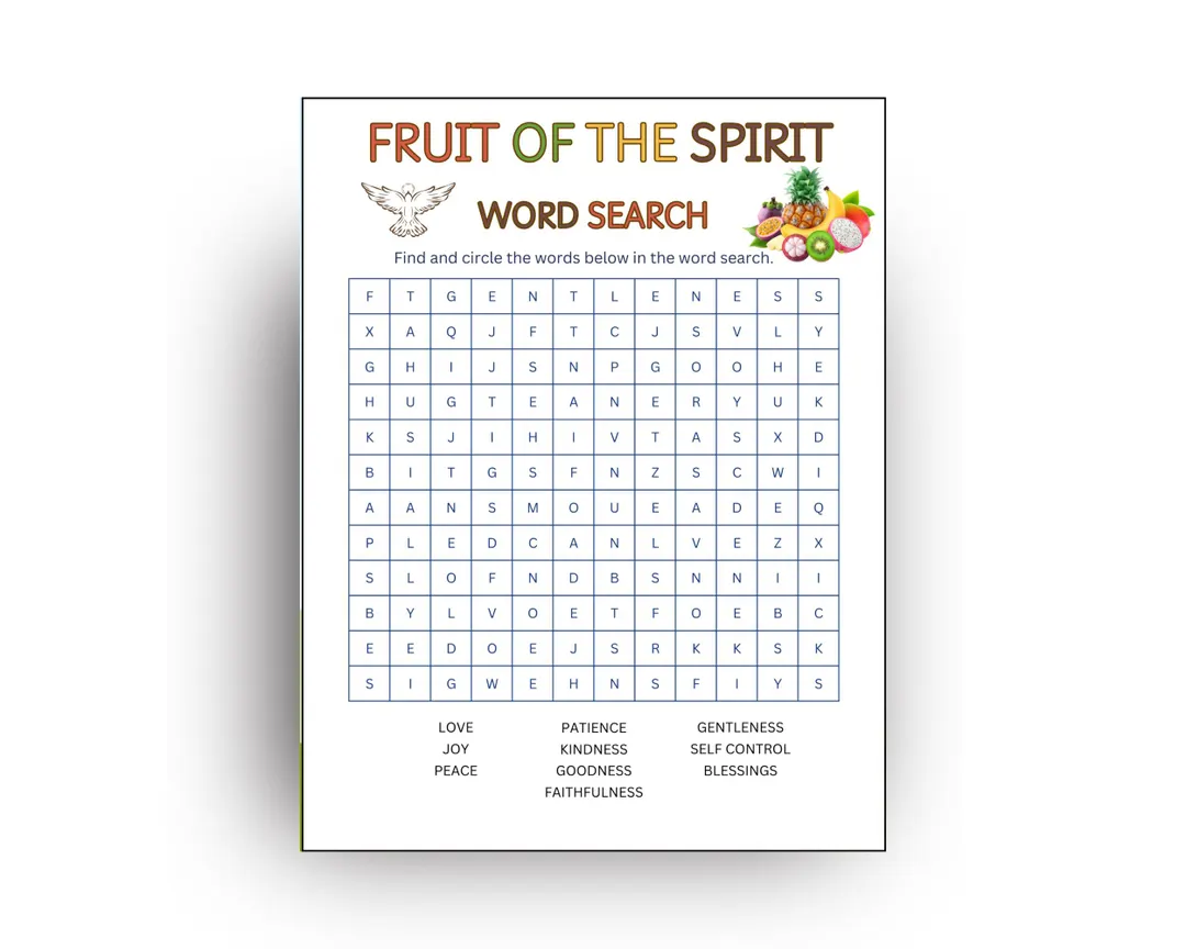 Fruit Of The Spirit Word Search Fruit Of The Spirit Word Search