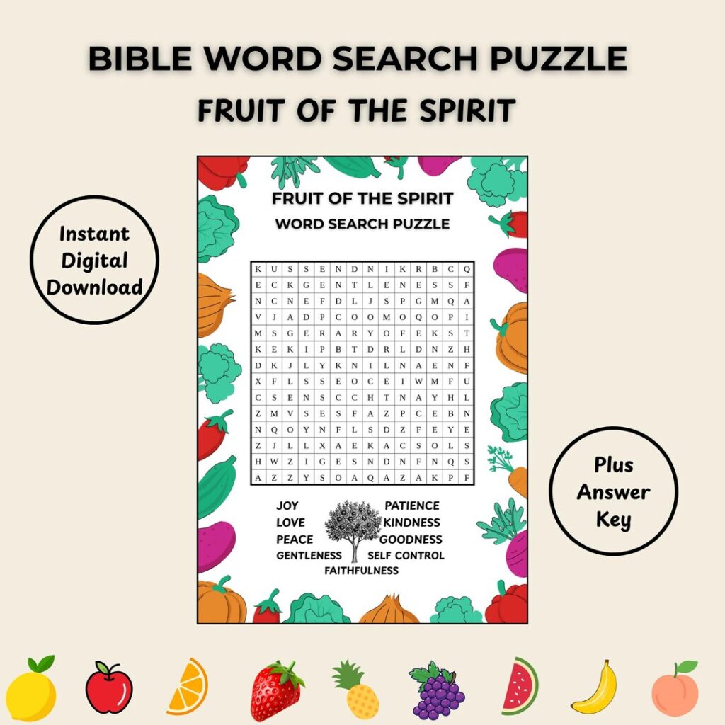 Fruit Of The Spirit Word Search Puzzle