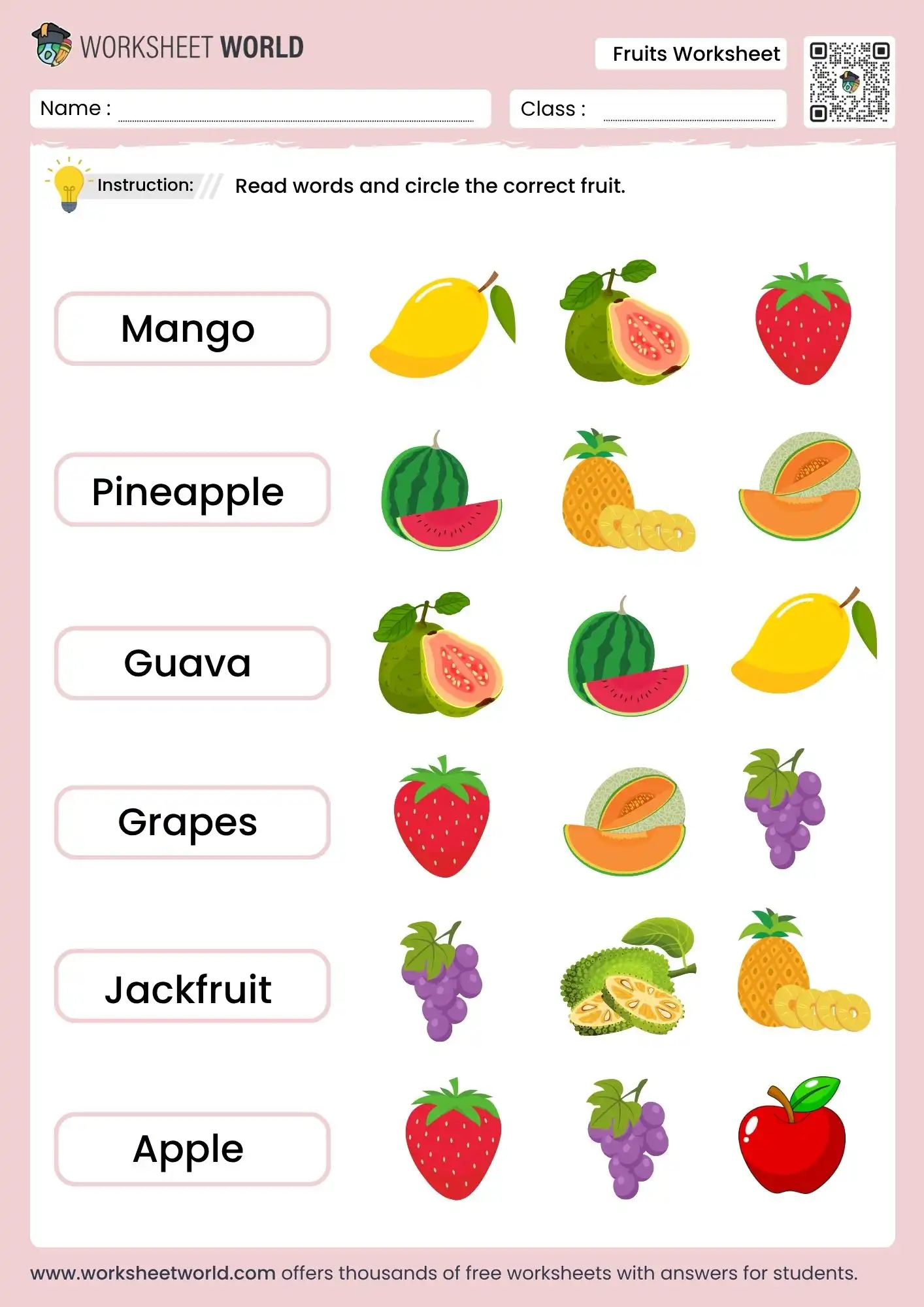 Fruits Worksheet For Nursery Fruits Worksheet For Nursery