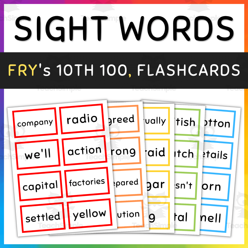 Fry Sight Words Tenth Hundred 901 1000 Set 1