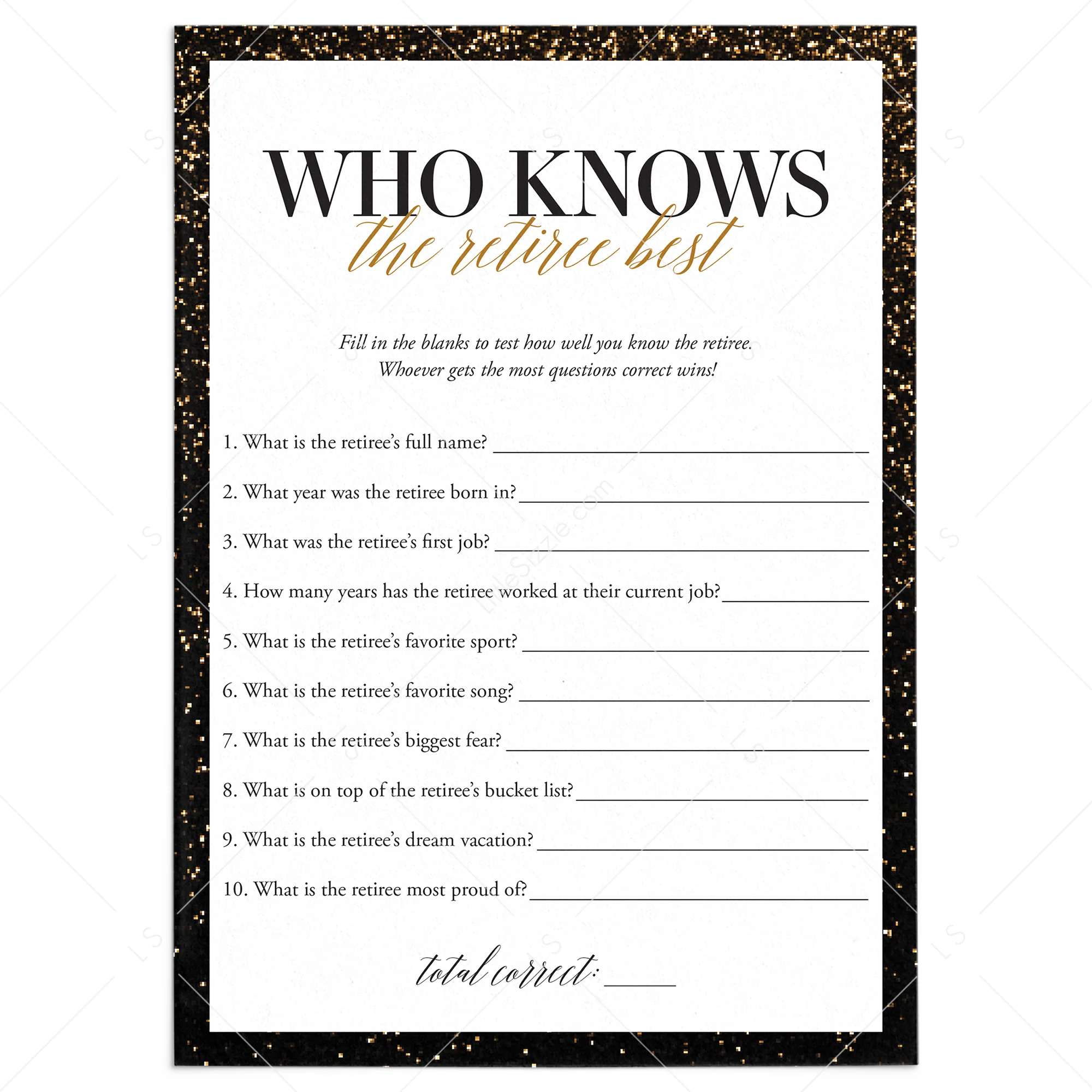 Fun Retirement Party Game Who Knows The Retiree Best