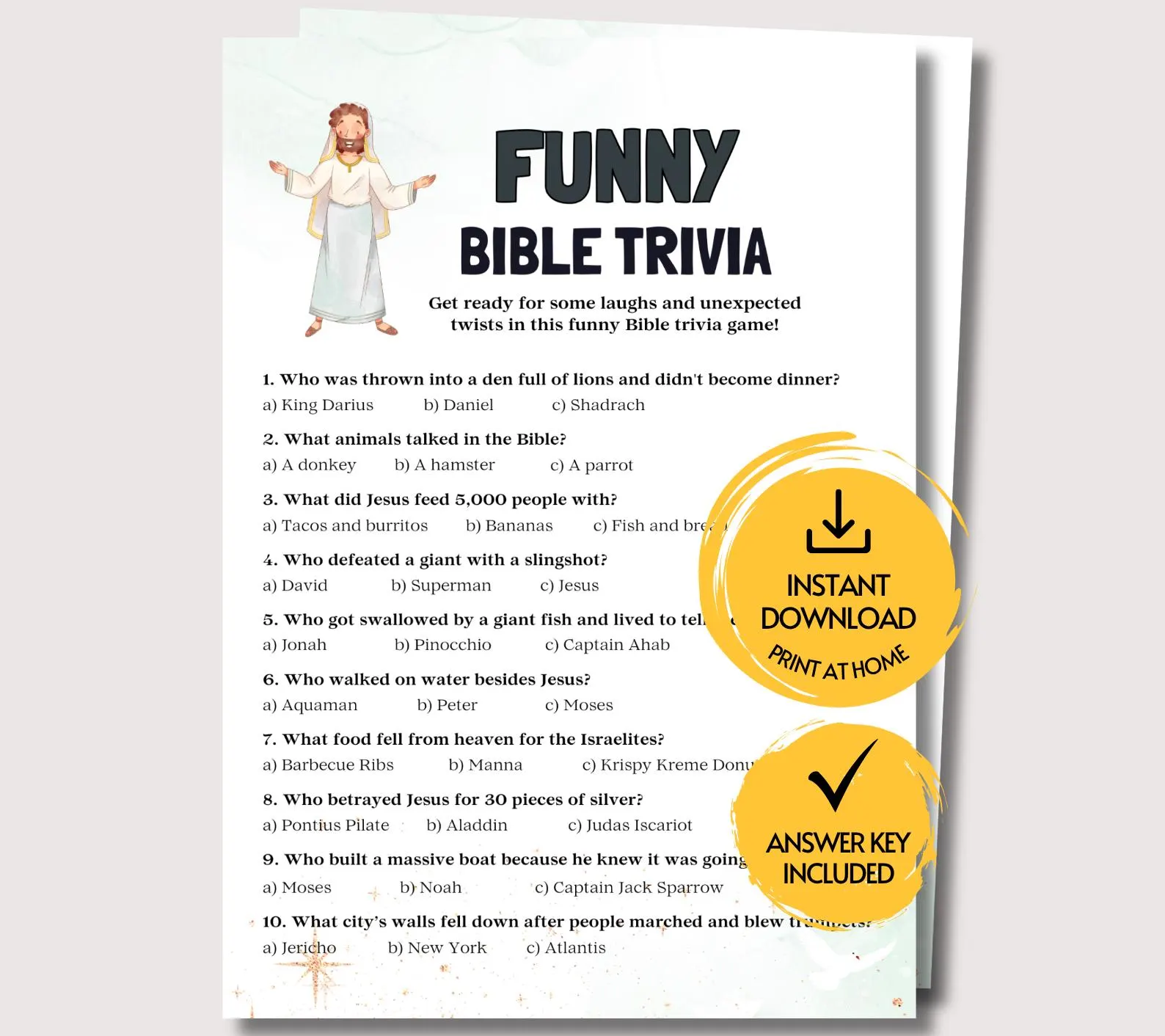 Funny Bible Trivia Game Religious Bible