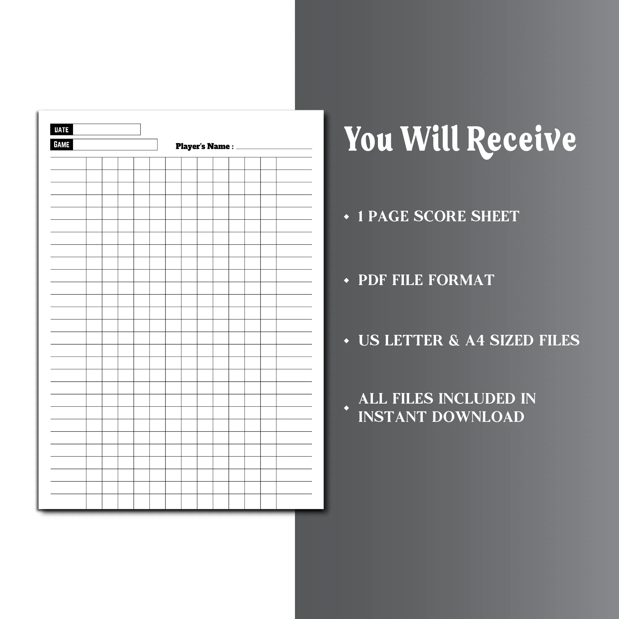 Game Night Score Sheets Blank Board Game