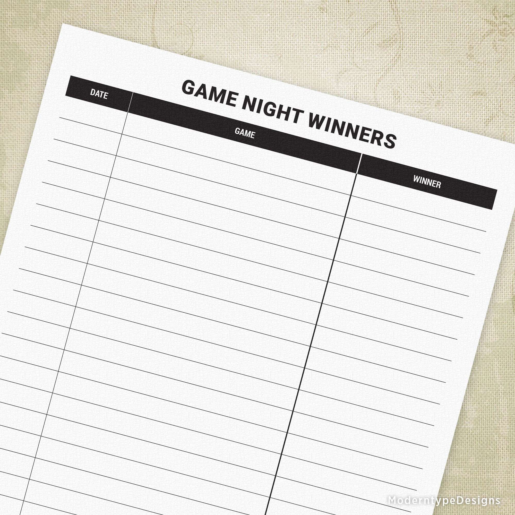 Game Night Winners Printable Sbf002