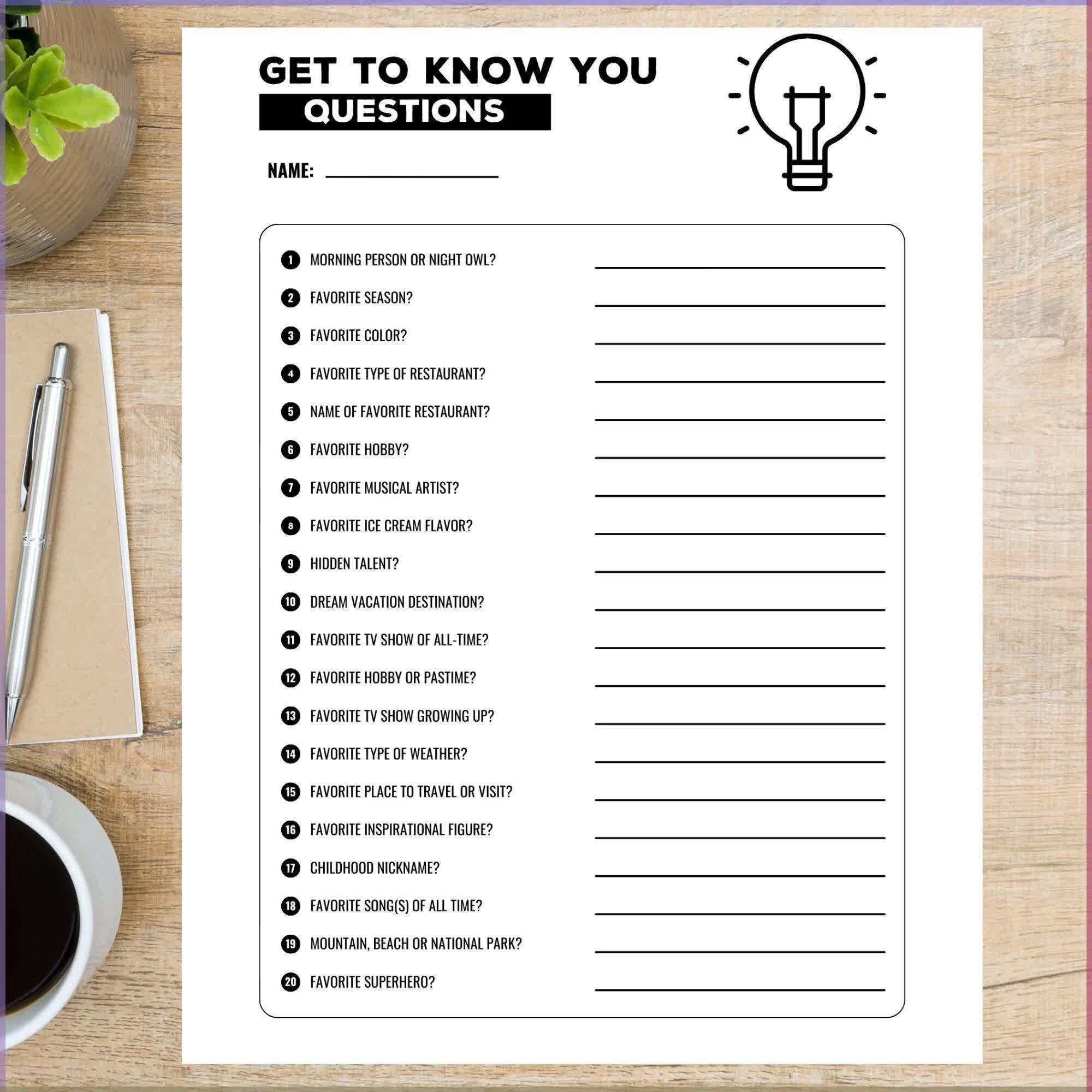 Get To Know Coworkers Questions