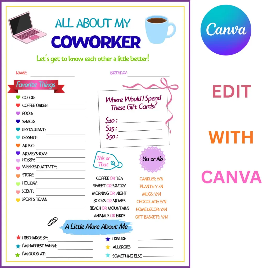 Get To Know Me Template Employee