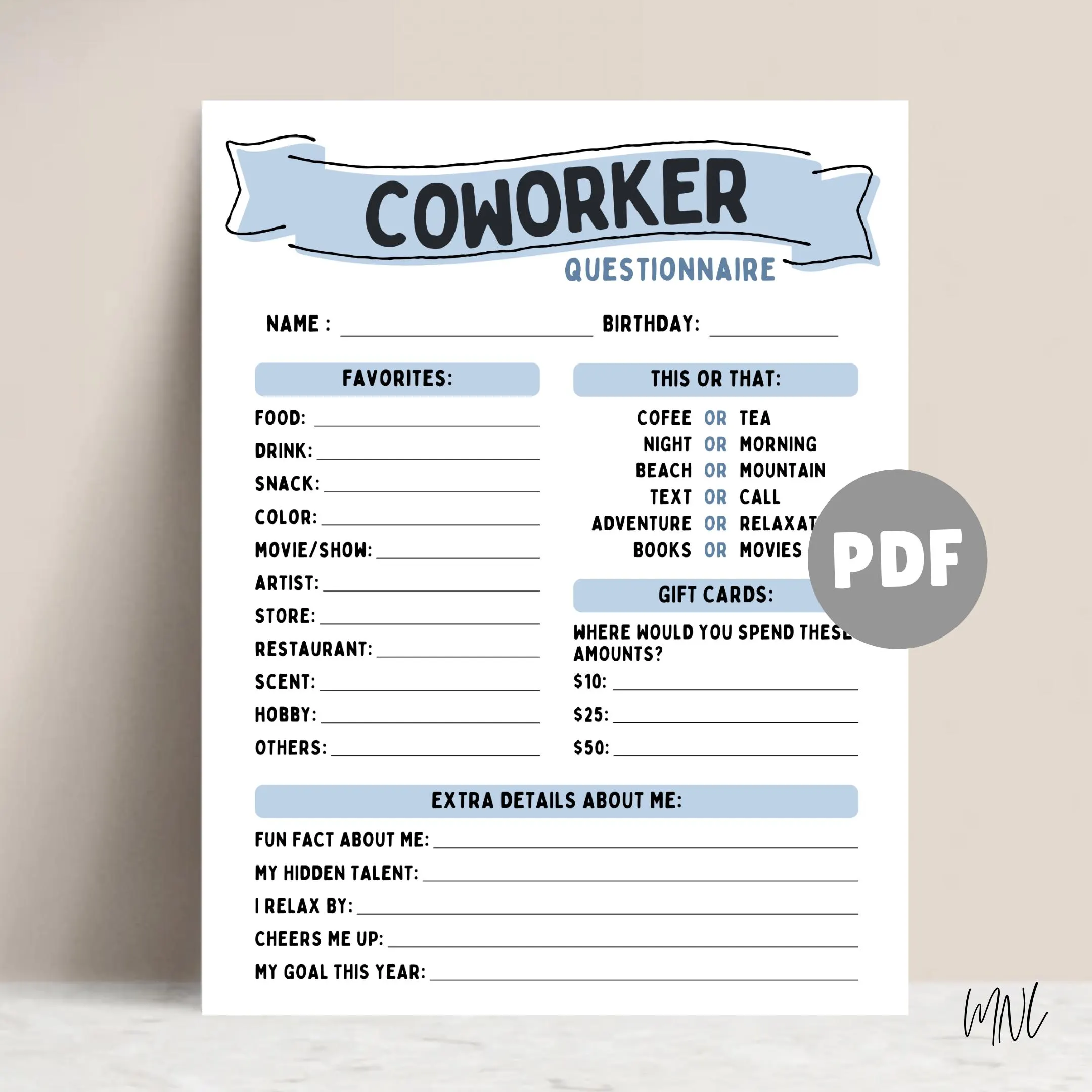 Get To Know Me Template Employee