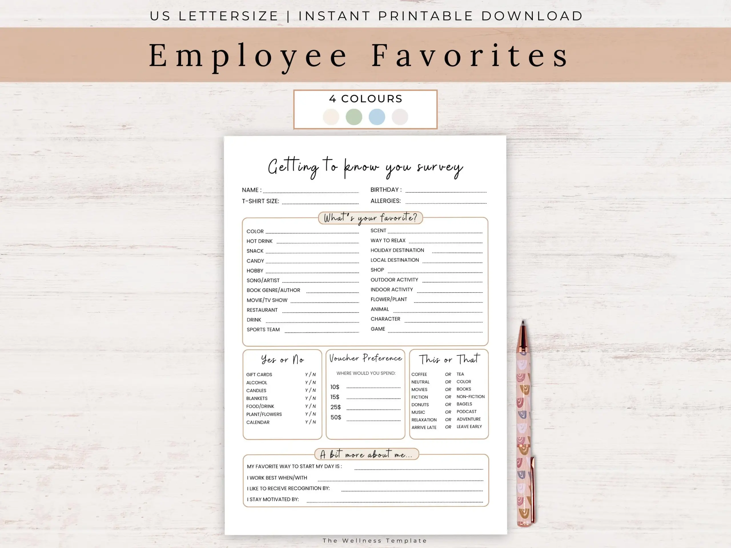 Get To Know Me Template Employee