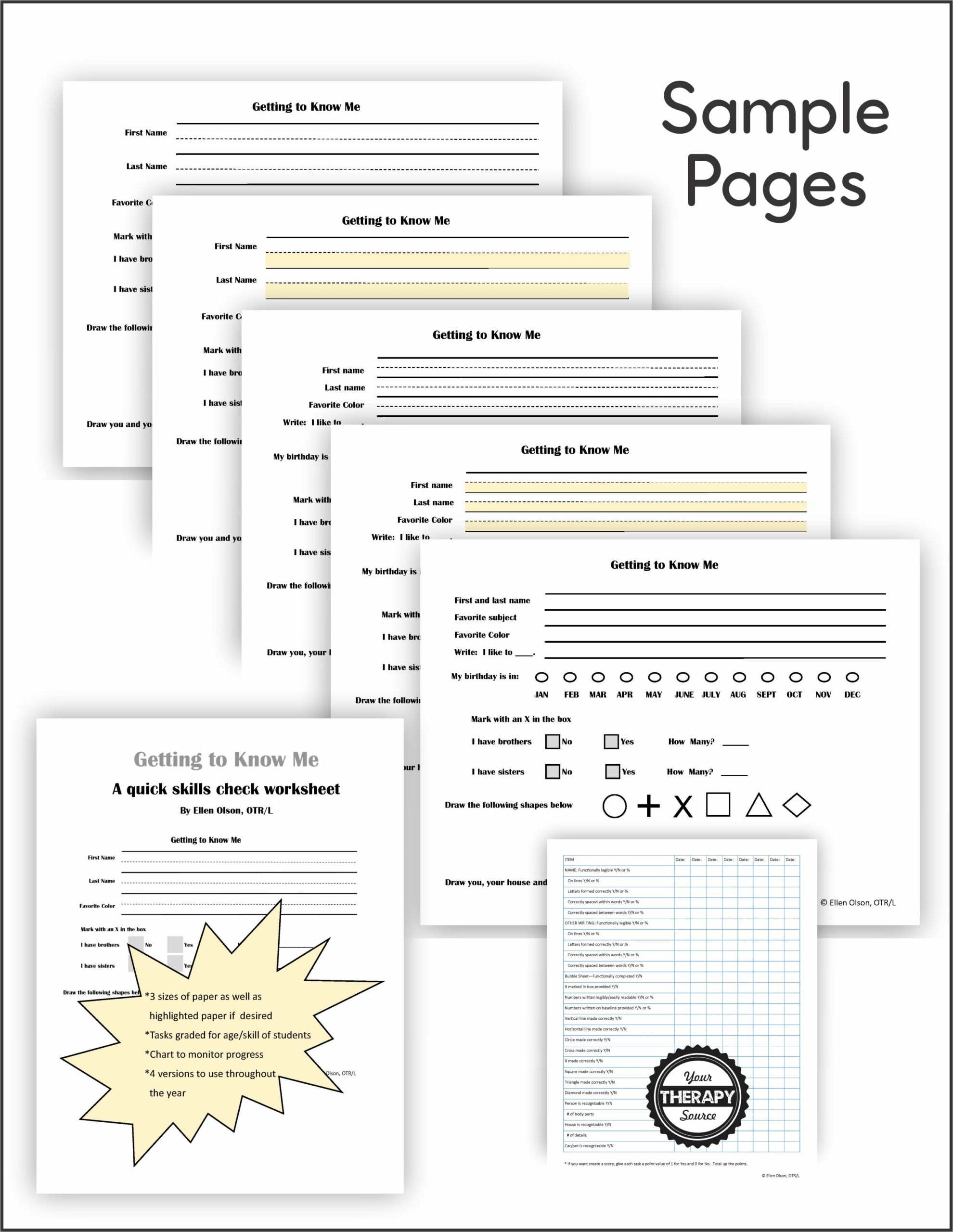 Get To Know Me Worksheet