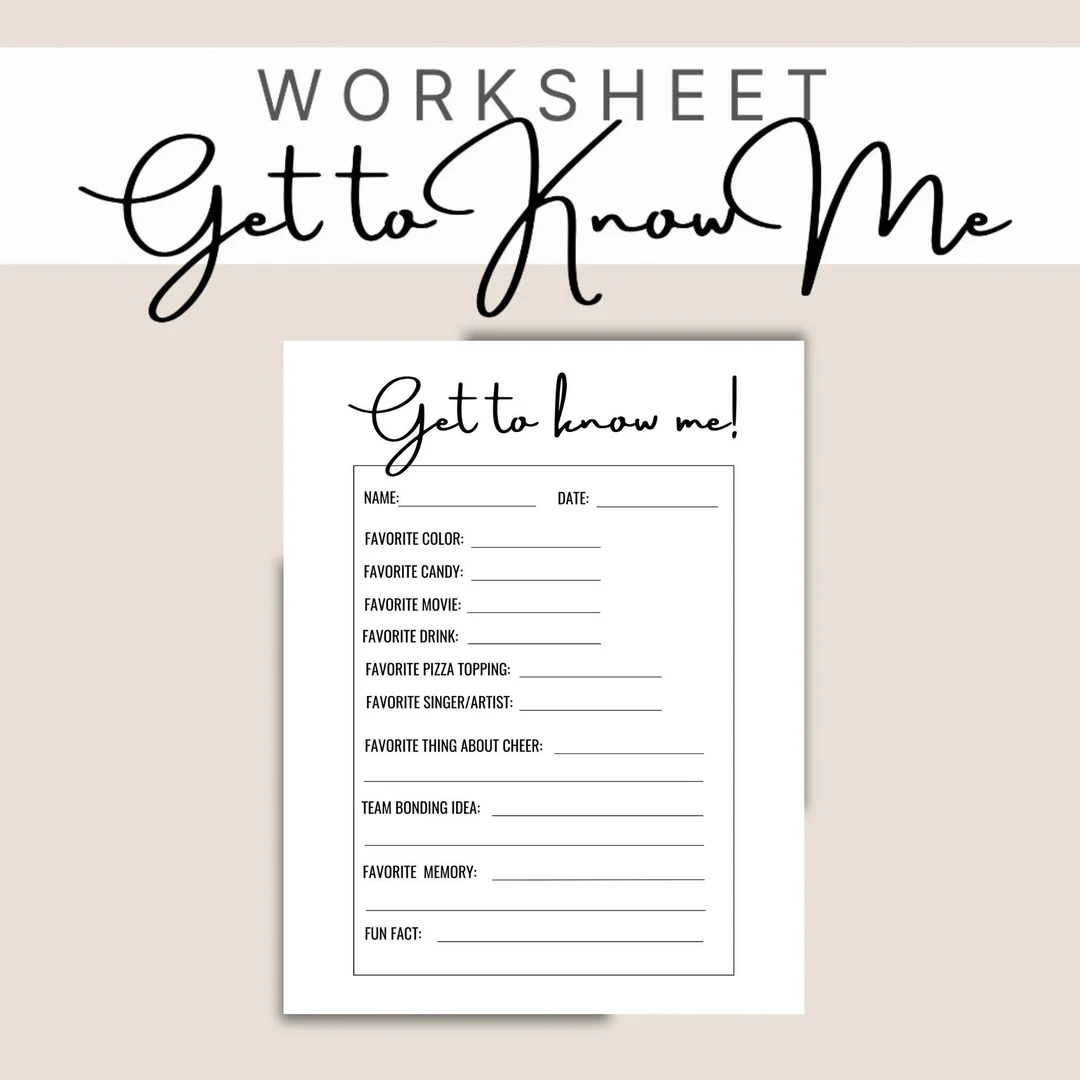 Get To Know Me Worksheet Ice Breaker