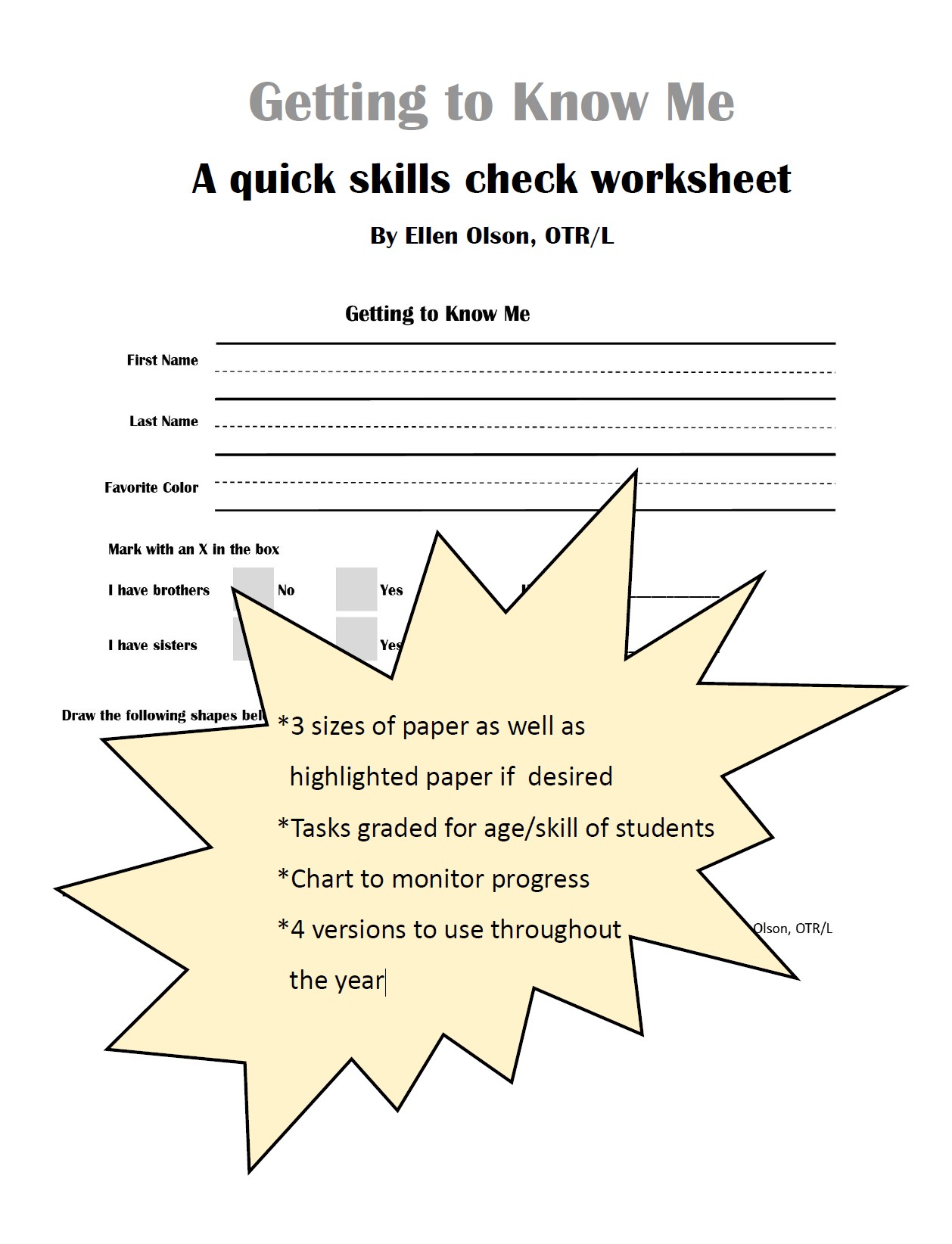 Get To Know Me Worksheet