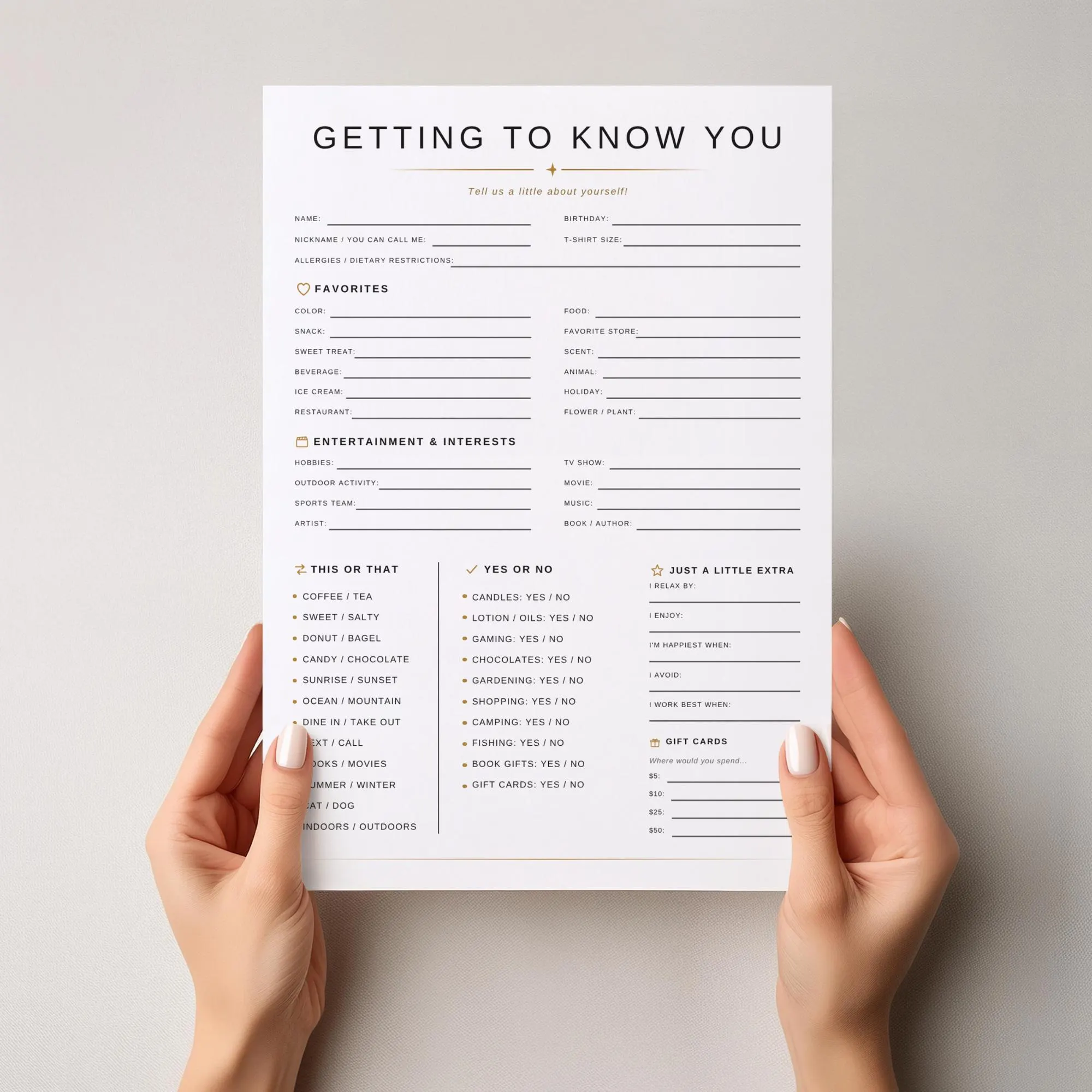 Get To Know Staff Worksheet