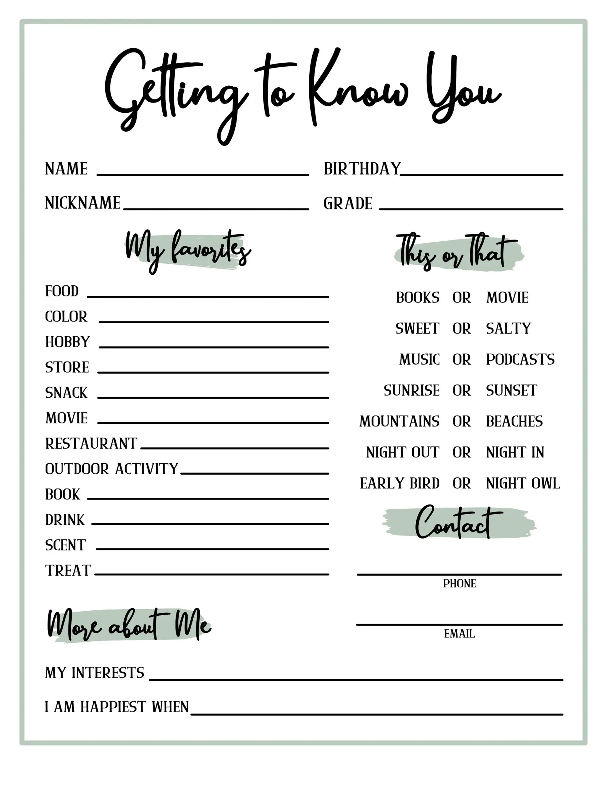 Get To Know You Getting To Know You Page Get To Know You Getting To Know You Page