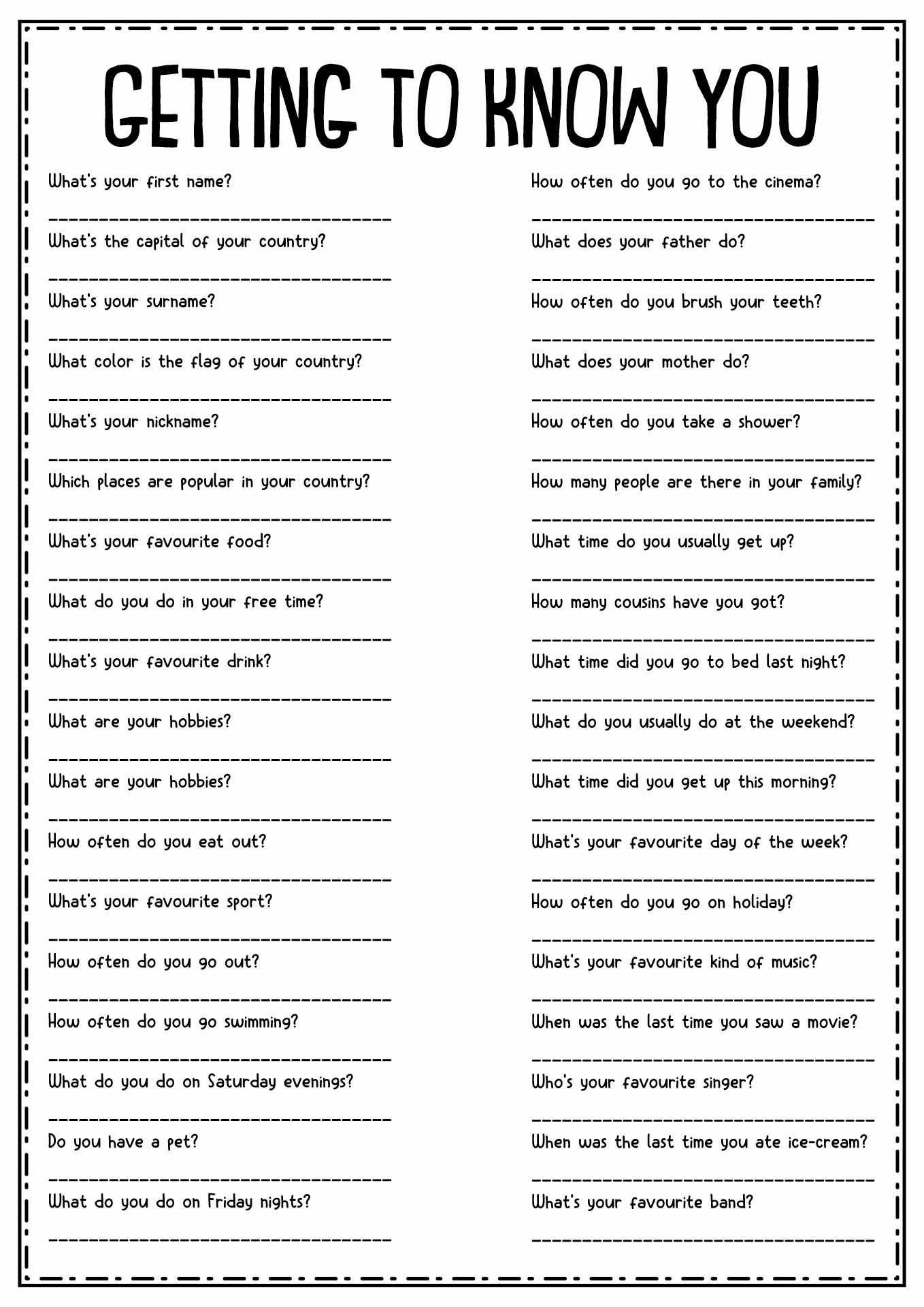 Get To Know You Questions For Work Get To Know You Questions For Work