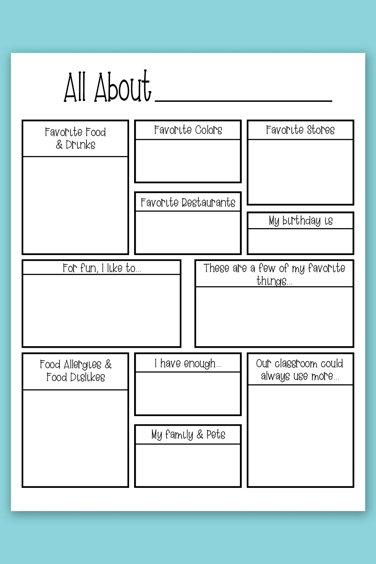 Get To Know Your Teacher This Year Teachers Favorite Things