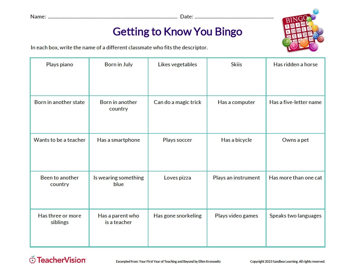 Getting Know You Bingo