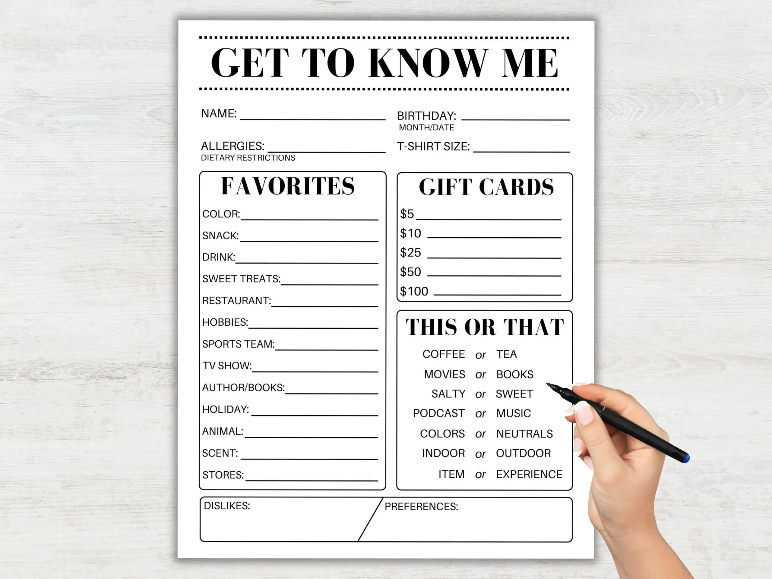 Getting To Know You Printable All About