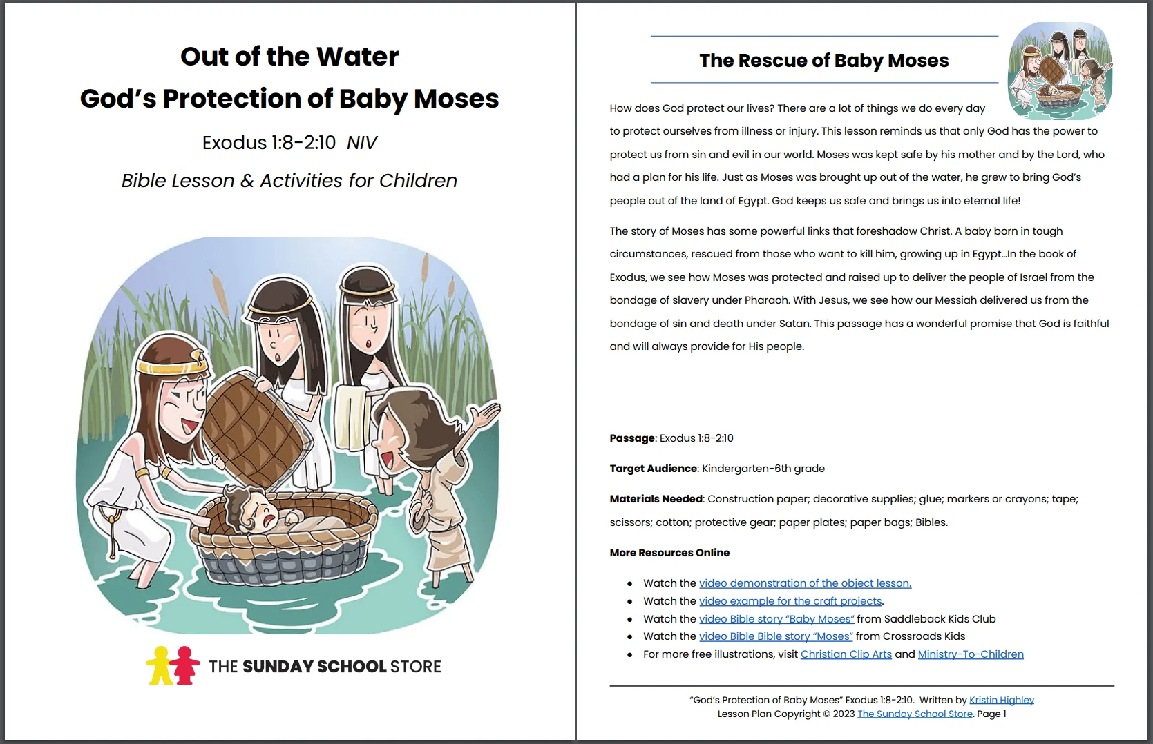 Gods Protection Of Baby Moses Lesson Gods Protection Of Baby Moses Lesson