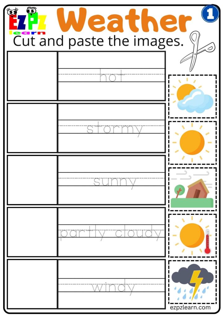 Group 1 Weather Vocabulary Cut And Paste Easy Worksheet For Kids Free Pdf Download Worksheets