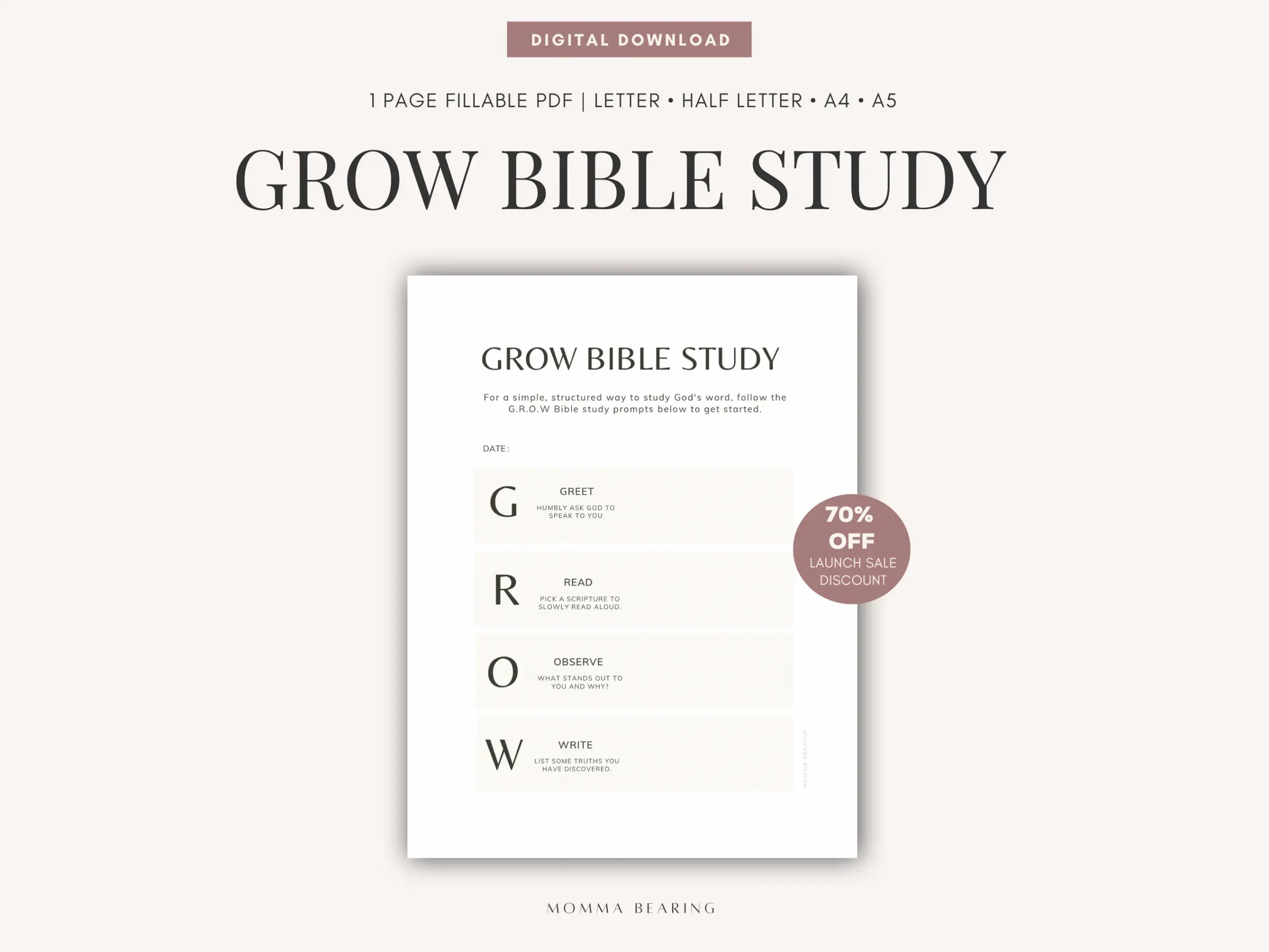 Grow Bible Study Method Printable