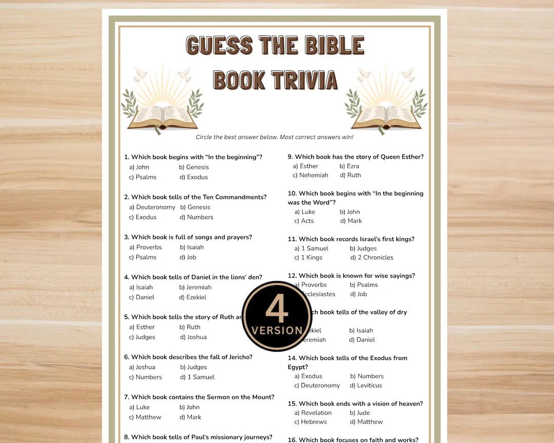 Guess The Bible Book Trivia Game