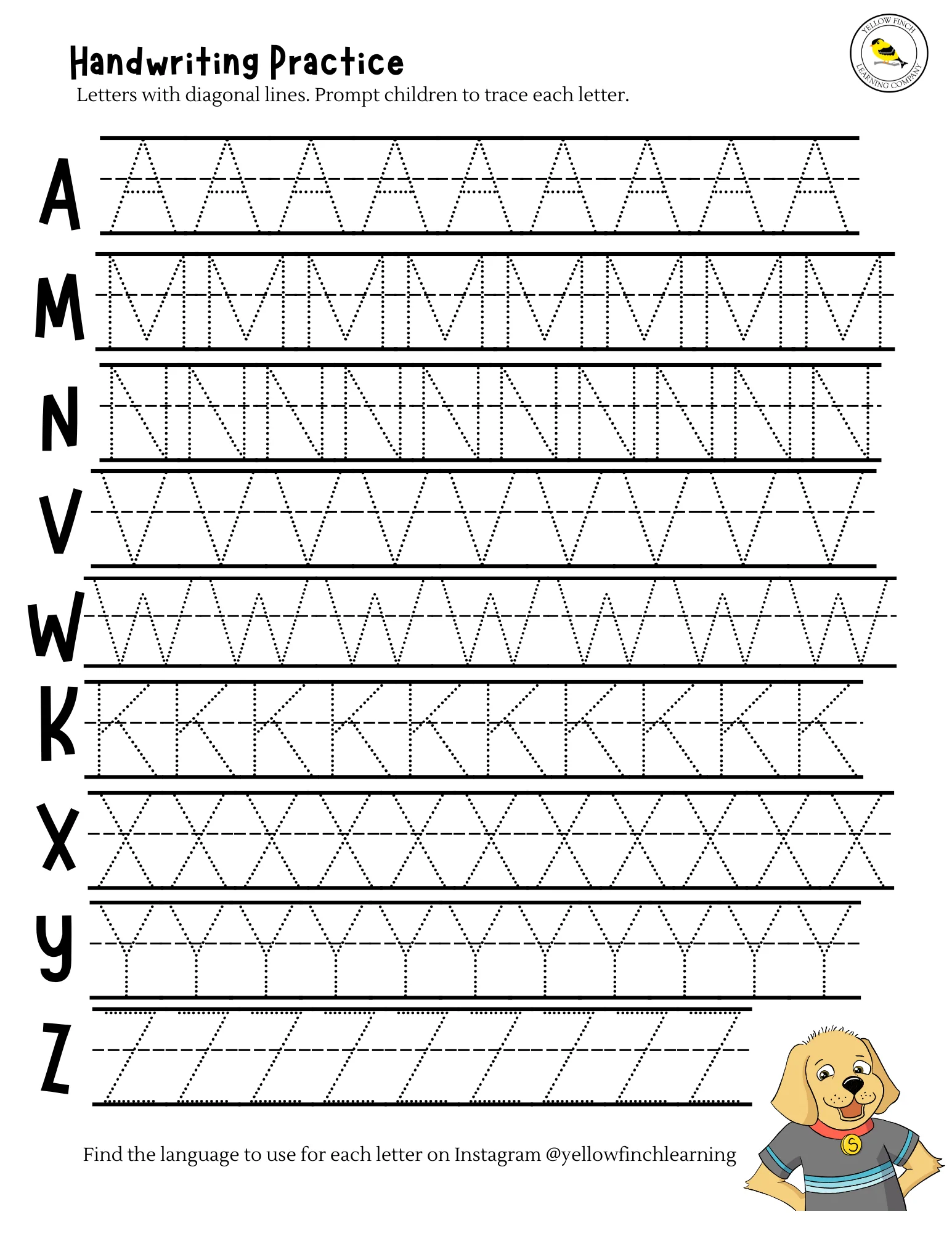 Handwriting Practice Slanted Lines Free Download