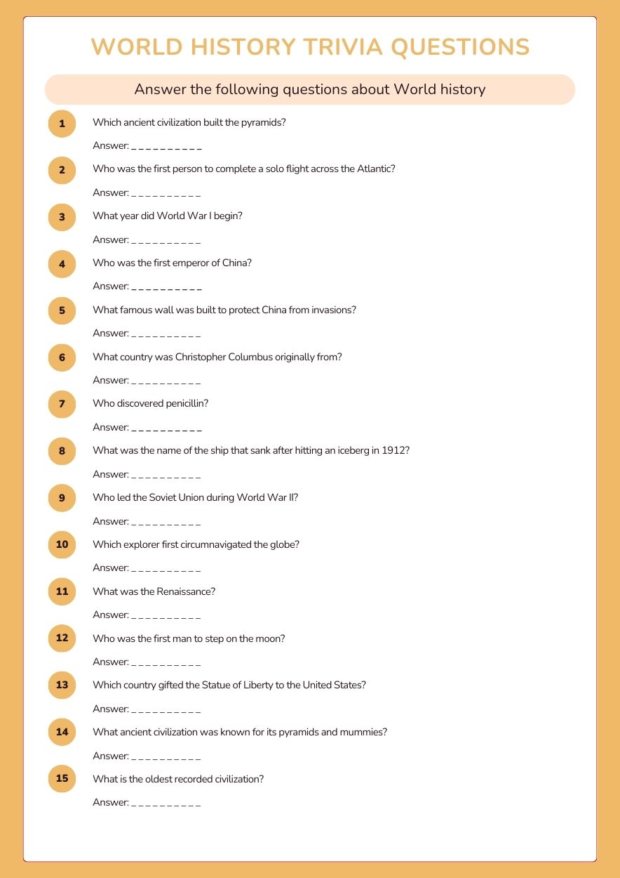 History Trivia Questions And Answers