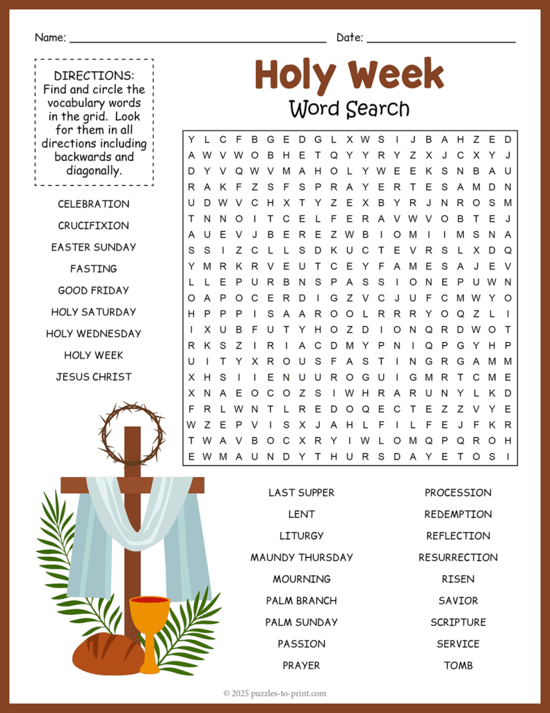 Holy Week Word Search Shtml