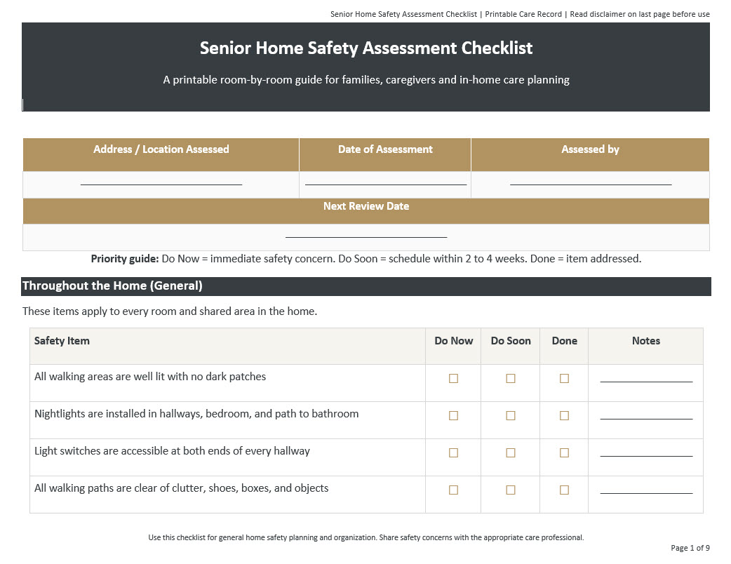 Home Safety Checklist For Seniors