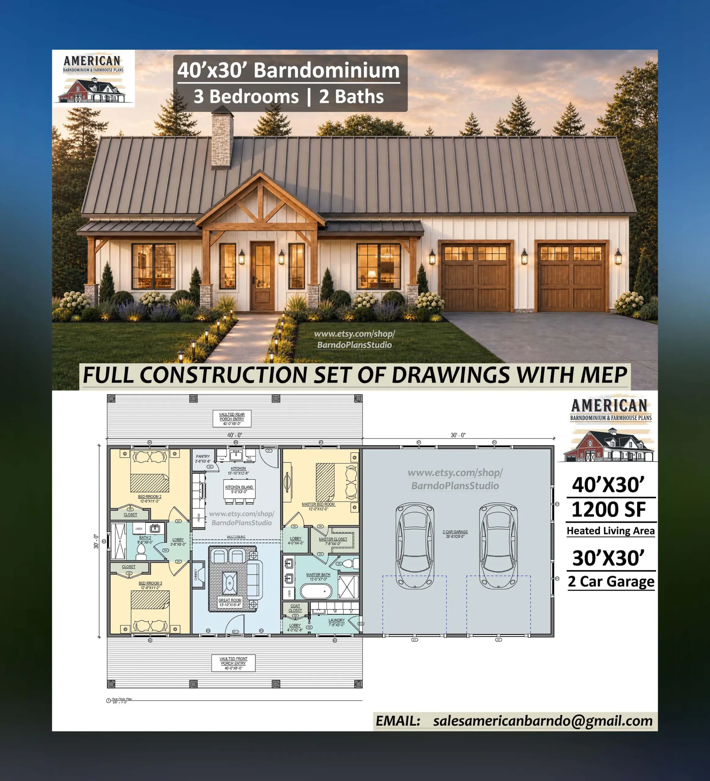 House Plans 3 Bedroom 40 X 40