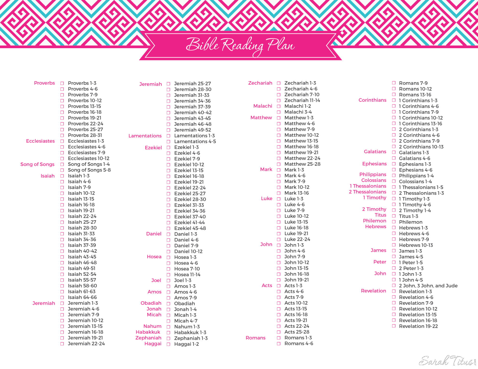 Household Binder Bible Reading Plan