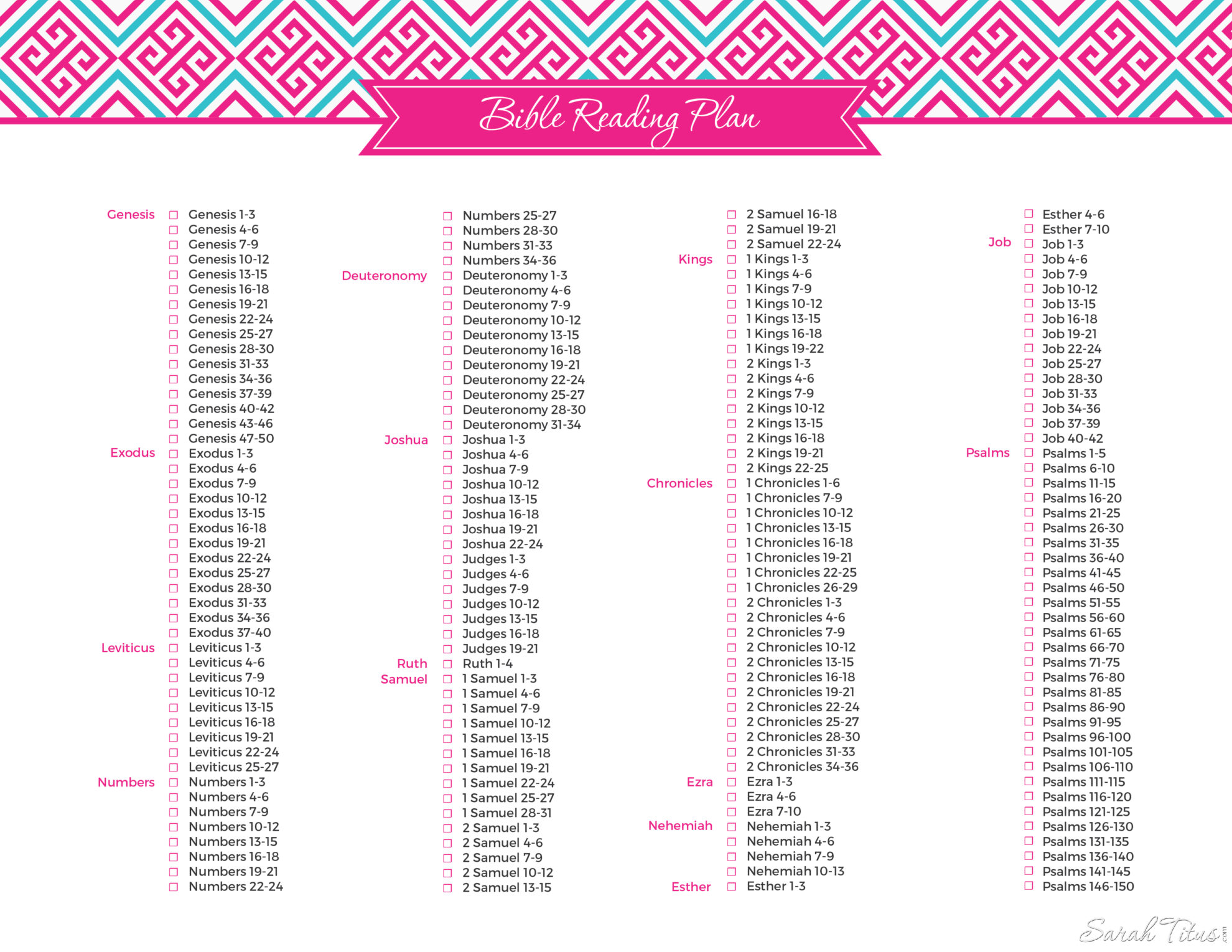 Household Binder Bible Reading Plan