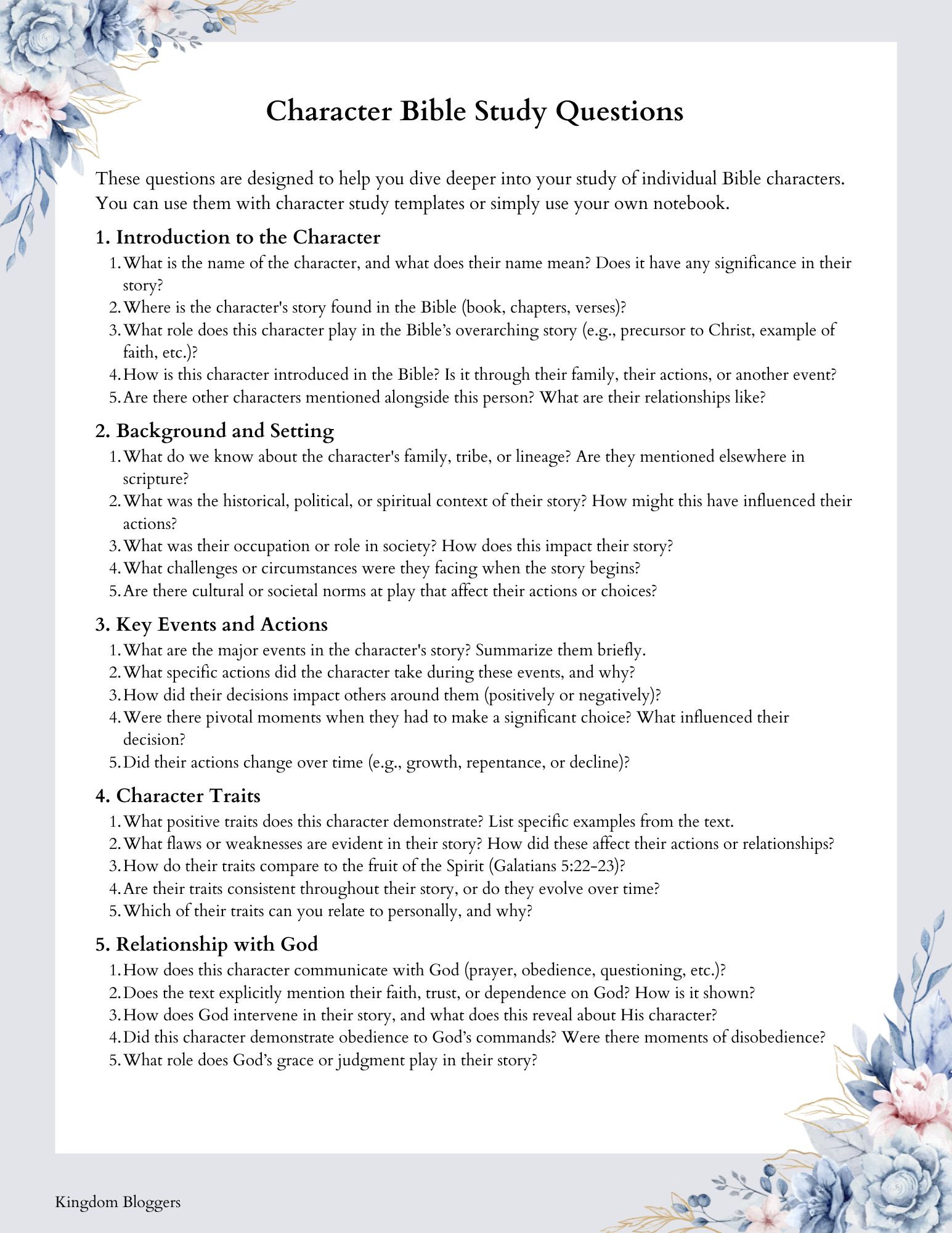 How To Do A Character Bible Study