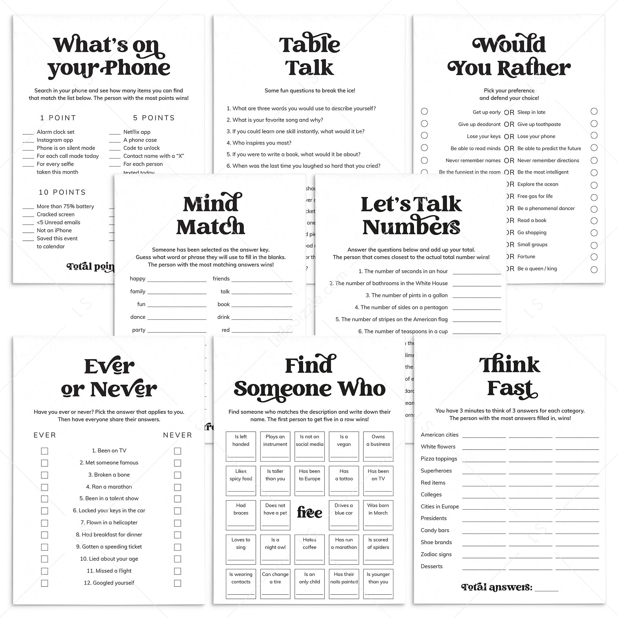 Icebreaker Games Printable Conversation Starters