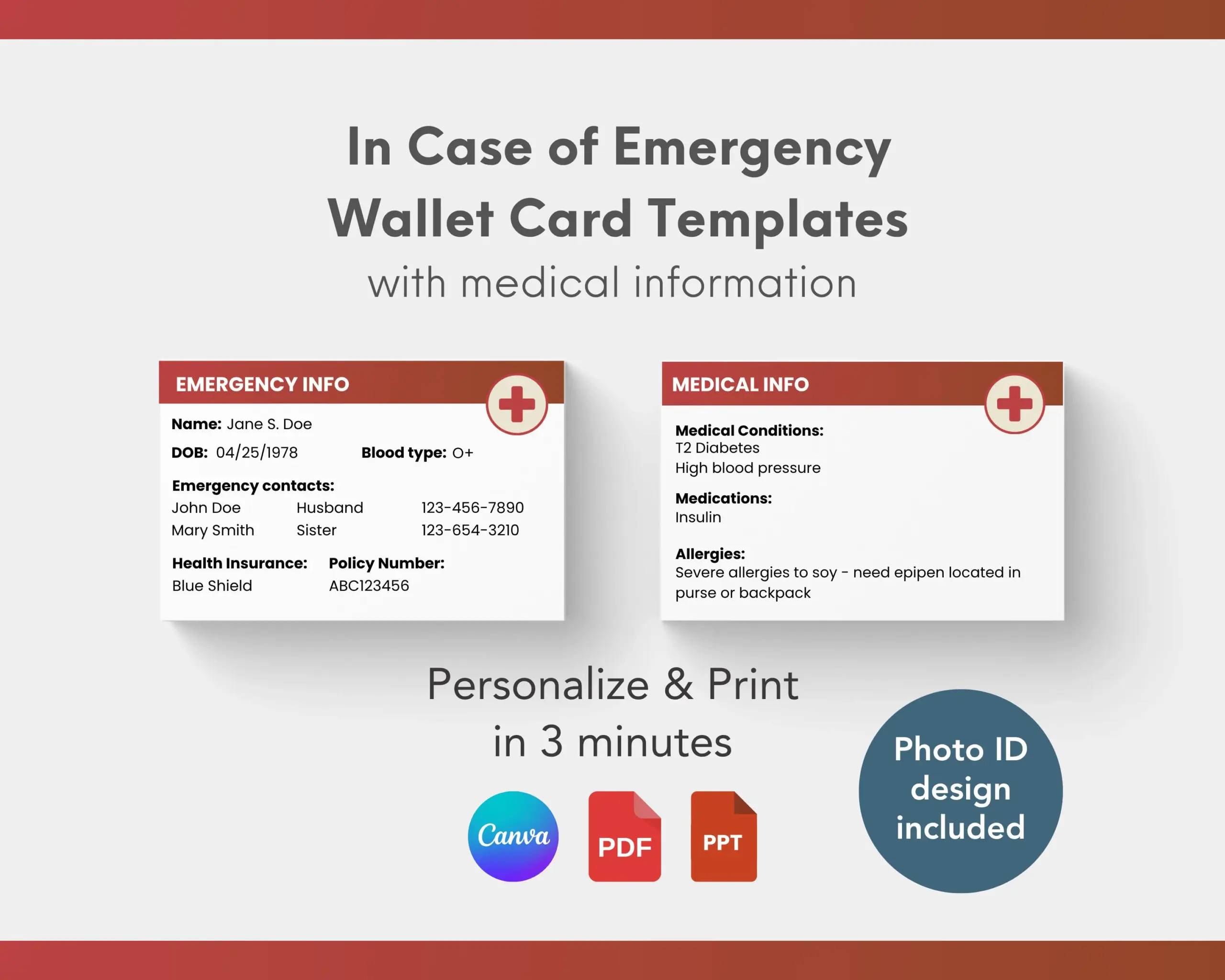 In Case Of Emergency Wallet Card