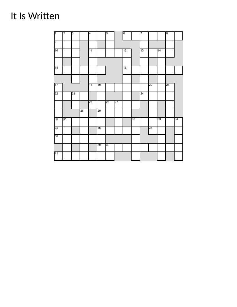 It Is Written Bible Crossword Puzzle